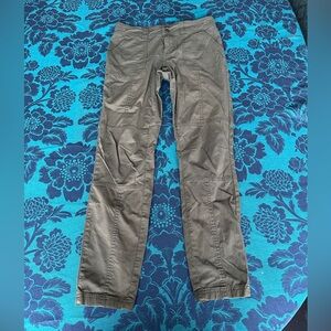 PrAna Women’s 4 Khaki Green Pants Trails Outdoors Hiking Cropped Slim Straight